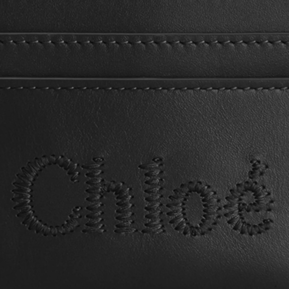NEW $290 Chloe Sense Logo Calfskin Card Case in Black Leather! - Picture 2 of 11